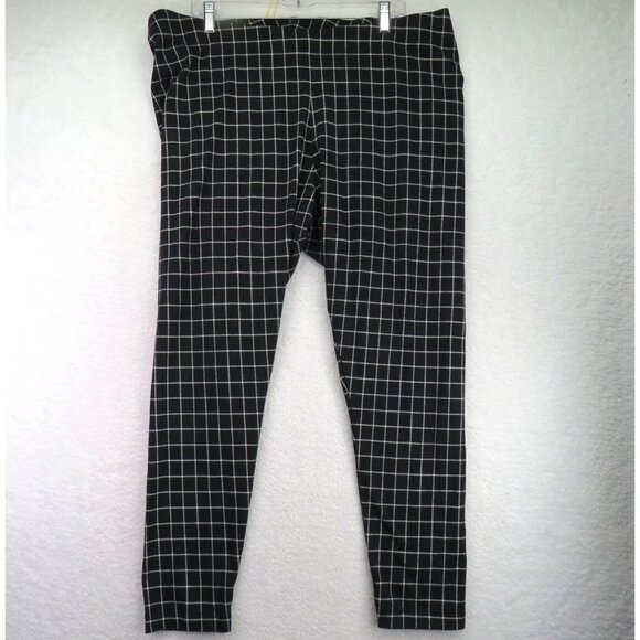 Old Navy Pants Womens 2XL Black White Windowpane Stretch Pull On Slim Ankle XXL - Picture 1 of 8